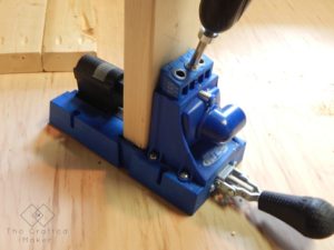 Drilling Pocket Holes for Console Table - The Crafted Maker